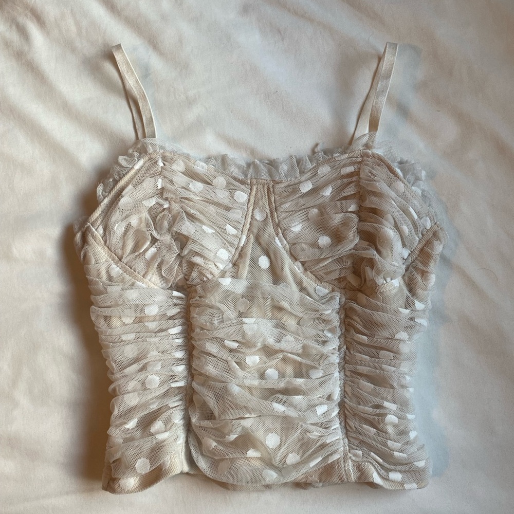 Willow Cream Polka Dot Ruched Camisole